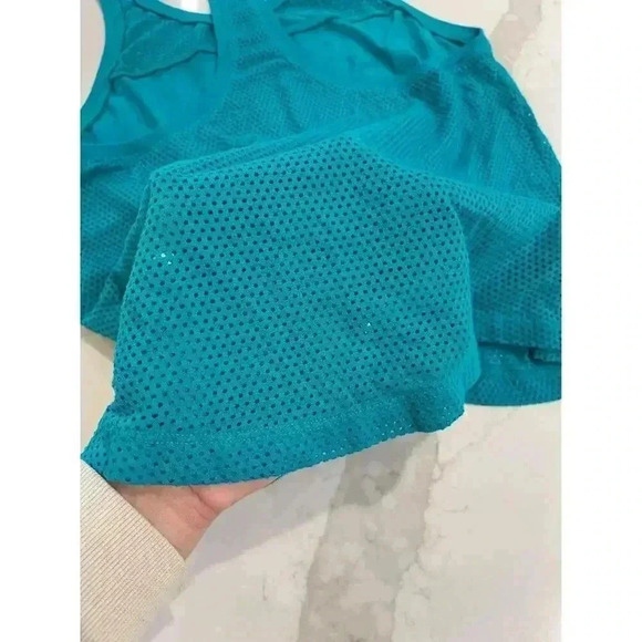 Nike Teal White Logo 3D Mesh Racerback Scoop Neck Tank Top Size Small - Picture 5 of 5